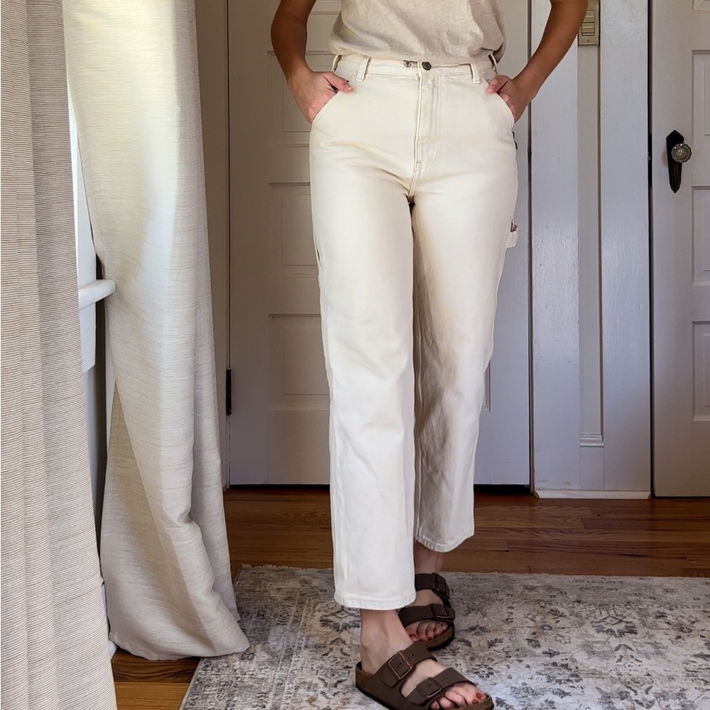 Summer white cargo pants | creamy denim